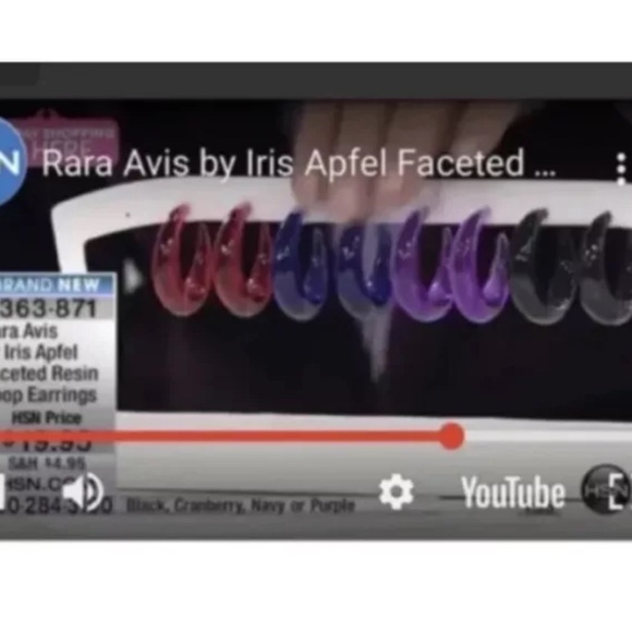 Vintage RARA Avis Faceted Purple Translucent Resin Hoop Earrings - Picture 4 of 4